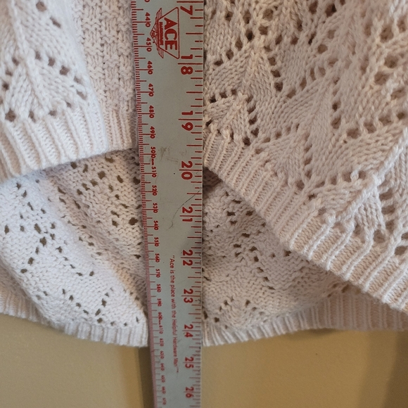 4/$15 SALE Xhilaration | Pale Pink Knit Crochet Sweater EUC Medium Open Back - Picture 6 of 8